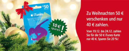 iTunes Guthaben mit 20% Rabatt bei GameStop, Kaufpark, MediMax, Penny und REWE