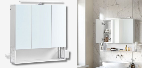 Vasagle Spiegelschrank für 66€ - mit LED-Beleuchtung & Haartrockner-Halter