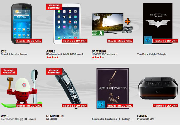 Media Markt Angebote ab 20Uhr - iPad mini, Remington Bart- und Haarschneider, Pentax K 500 mit 2 Objektiven uvm.