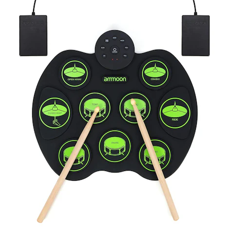 E-Drum Elektronisches Schlagzeug Kit 9 Pads , ammoon Tragbare Roll Up Schlagzeug