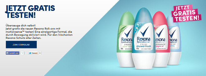 Kostenlos Rexona motionsense Deo testen