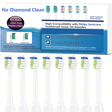 8er Pack Diamond Clean Zahnbürstenaufsätze für Philips Sonicare