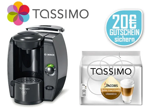 Bosch Tassimo Fidelia T40 für 33€ + 20€-Gutschein und T-Discs Latte Macchiato