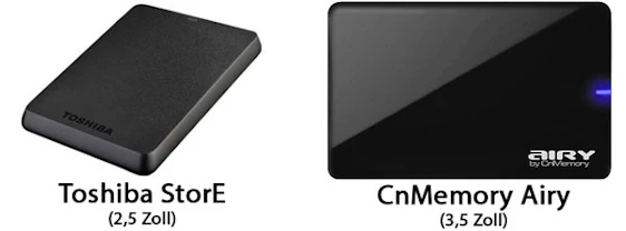 Festplatten-Roundup - Toshiba StorE (2,5 Zoll) 1TB für 59€ oder CnMemory Airy (3,5 Zoll) 1,5TB für 59€
