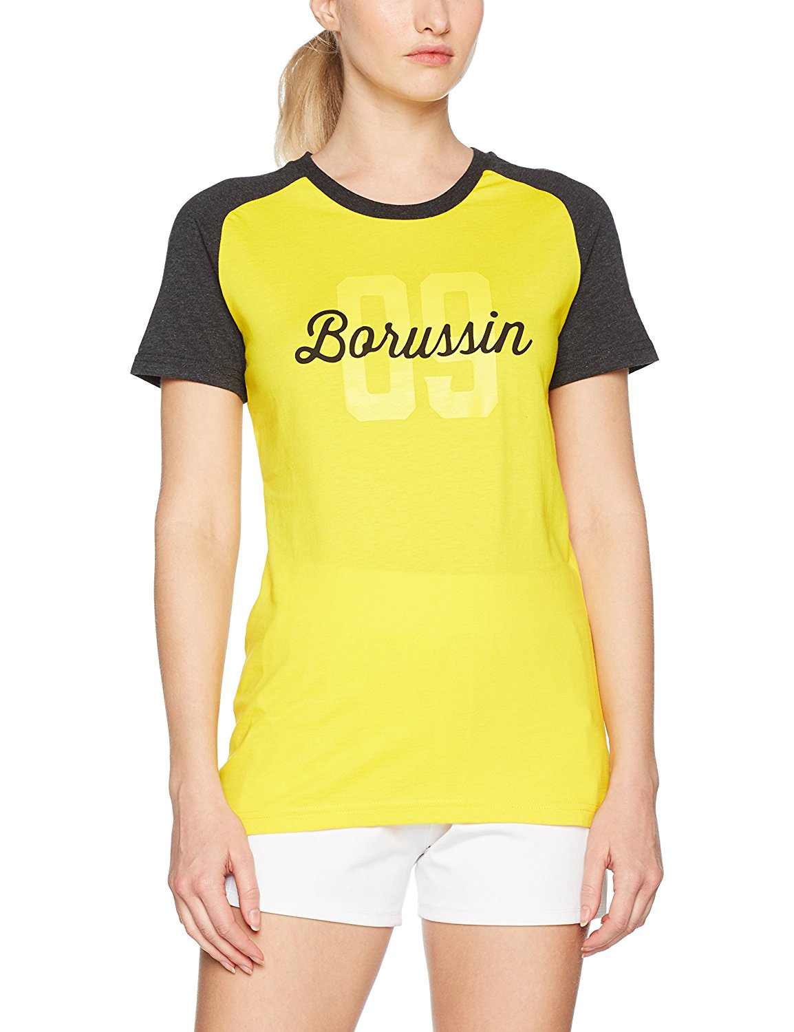  PUMA Damen Bvb Wms Fan Tee T-Shirt, Cyber Yellow-Dark Gray Heather, XS 