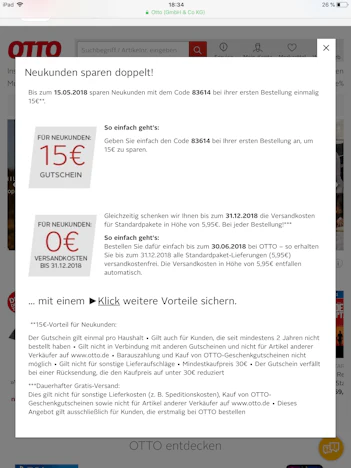 15 € Neukundenbonus + kostenloser Versand