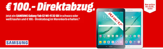 Samsung Galaxy Tab S2 für 299€ - durch 100€ Sofortabzug