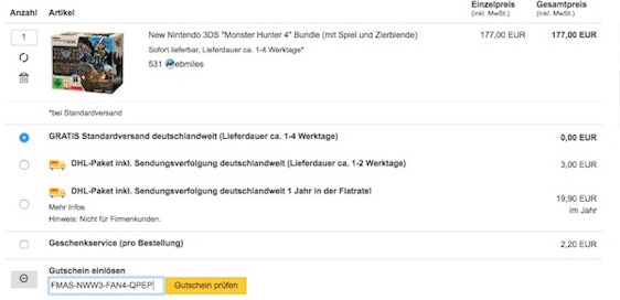 Nintendo New 3DS + Monster Hunter 4 Ultimate Pack für 159€