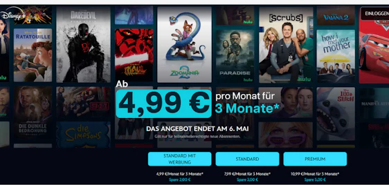 Disney+ Aktion 📺 4,99€/Monat (statt 6,99€)