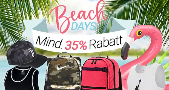 Beach Days bei Geomix: 35% Rabatt auf Kappen, Tank-Tops, Rucksäcke & Bademode − z.B. Nike Kinderrucksack für 25€