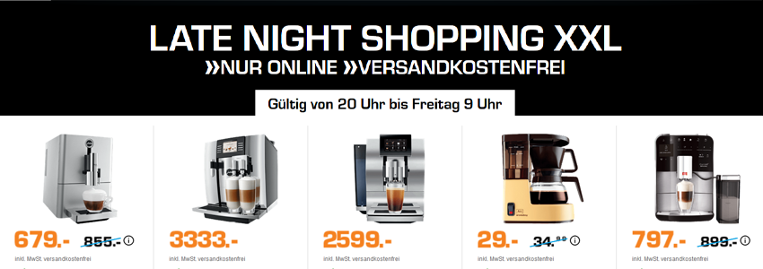 Saturn Late Night Shopping XXL: Kaffeenacht - z. B. Melitta Caffeo Barista für 797€