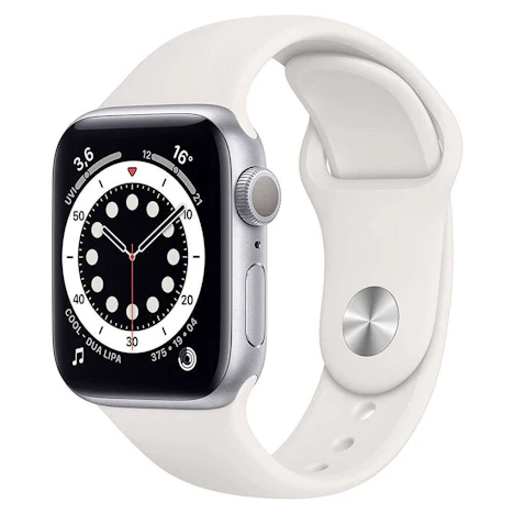 Apple Watch Series 6 (GPS, 40 mm) Aluminiumgehäuse Silber, Sportarmband Weiß
