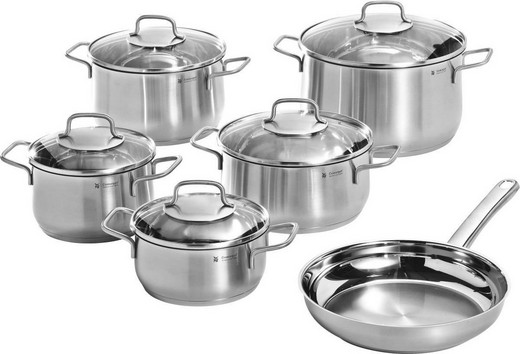 WMF Topfset Brillant für 104€ - 6-teilig, Cromargan Edelstahl mit Glasdeckeln