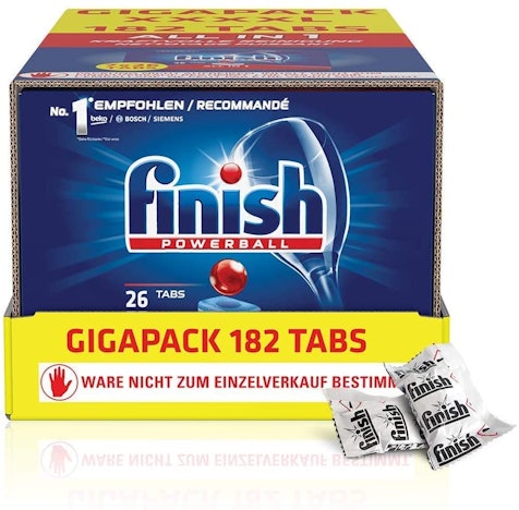 Calgonit Finish All in 1 Gigapack (182 Stück) für 16€ – Spülmaschinentabs mit Powerball, phosphatfrei (Prime)