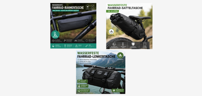 Alles verstaut beim Biken! 🚲 Wasserdichte Fahrradtaschen schon ab 15€ 🎒