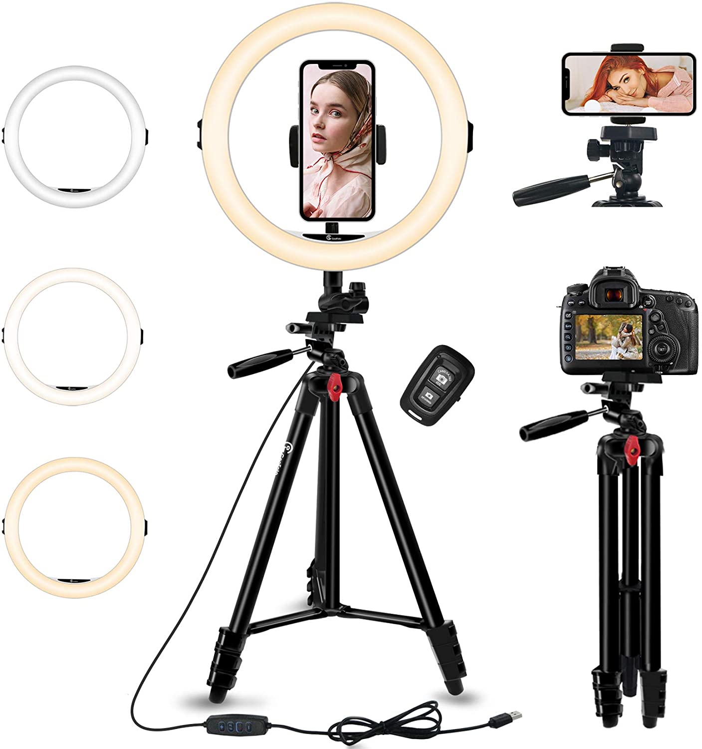 GooFoto 11 Zoll LED Ringlicht Stativ mit Fernbedienung