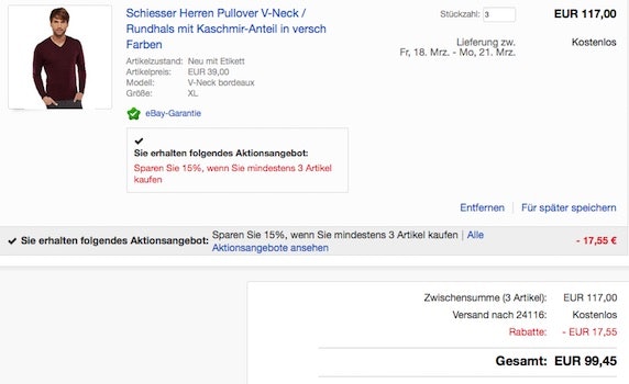 Schiesser Pullis mit Zusatzrabatt Sale