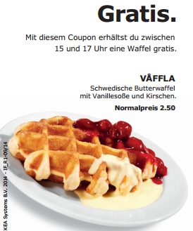 IKEA: Gratis Waffel mit Vanillesoße und Kirschen