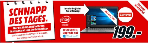 Lenovo Ideapad IP 100-14 - einfaches 14" Notebook mit Celeron Prozessor und 500GB HDD für 199€
