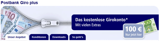 100€ Startguthaben für Postbank Neukunden ohne Bedingung *UPDATE6*