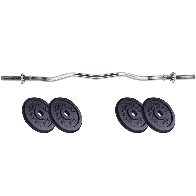 20 kg Curlhantelset Gusseisen für 44,95€ - Curlstange mit 4 x 5 kg Scheiben