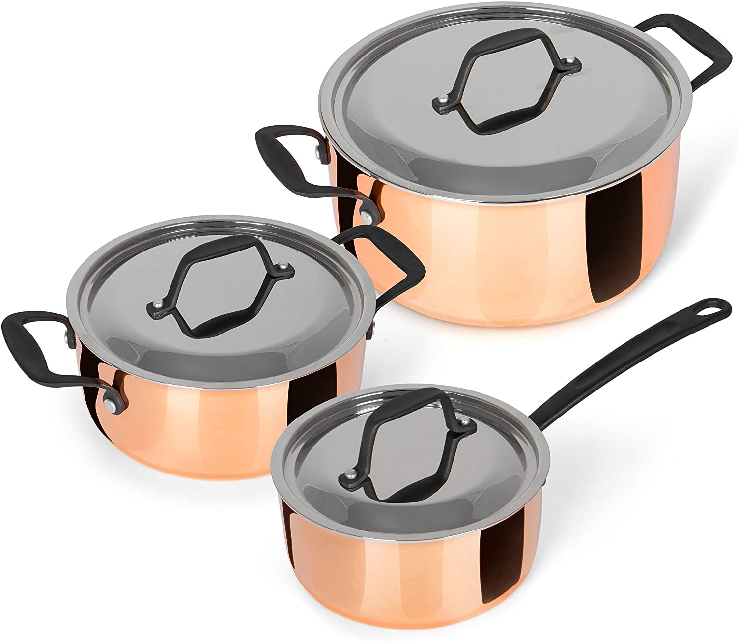 Chefkoch® Kochtopfset verkupfert, 3er-Set | DREI Töpfe