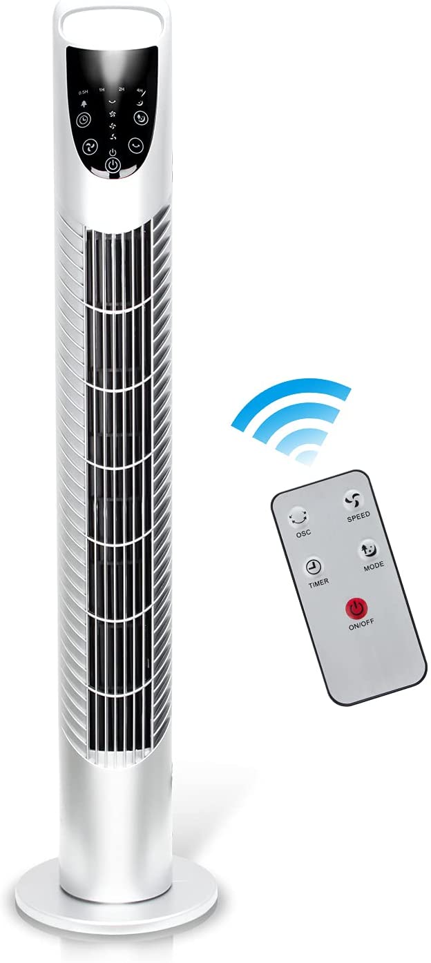 EINFEBEN Turmventilator mit Fernbedienung 40W, 78cm Ventilator mit 75° Oszillation, 3 Geschwindigkeitsstufen und 7.5H Timerfunktion