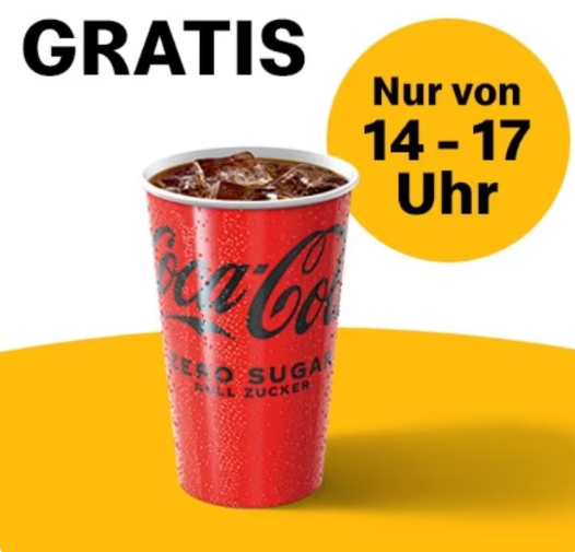 Gratis bei McDonalds: Coca Cola Zero 0,25l 🥤 Nur von 14-17 Uhr, 1x einlösbar