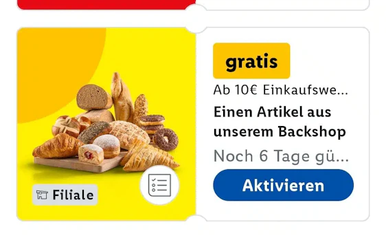 Gratis Artikel aus dem Backshop in der Lidl App!