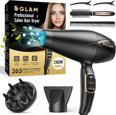 GLAM Profi Haartrockner Föhn 2300W AC Motor mit Ionen & Diffusor – nur 23,99€ (statt 44,99€)
