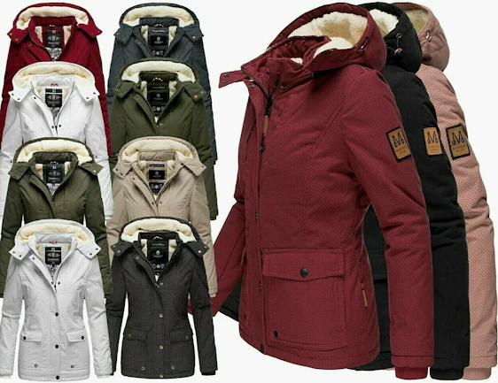 Marikoo Keikoo Damen Warm Winter jacke winter Parka Mantel Teddyfell Kurz Parka