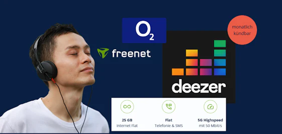 Deezer Premium GRATIS 🤩 25GB o2 Allnet-Flat nur 10€/Monat