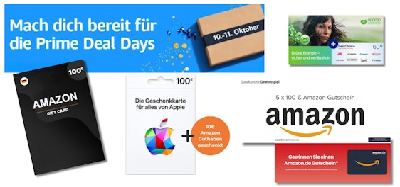 Noch schnell Amazon-Gutscheine vor den Prime Deal Days sichern 🎫 Die besten Angebote mit Amazon Gutscheinen