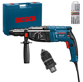 Bosch Bohrhammer GBH 2-24 DF + 5-tlg Bohrerset + Wechselbohrfutter + Koffer für 179€ *UPDATE*