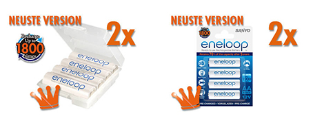8x Sanyo eneloop AA Akkus oder 8x Sanyo eneloop AAA Akkus + Box - MeinPaket