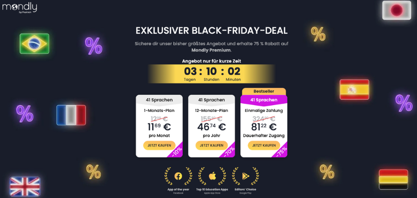 LETZTE CHANCE 🌎💬 Mondly App: Lebenslanger Sprachkurs-Zugang für 81€ – 41 Sprachen, Web, iOS und Android