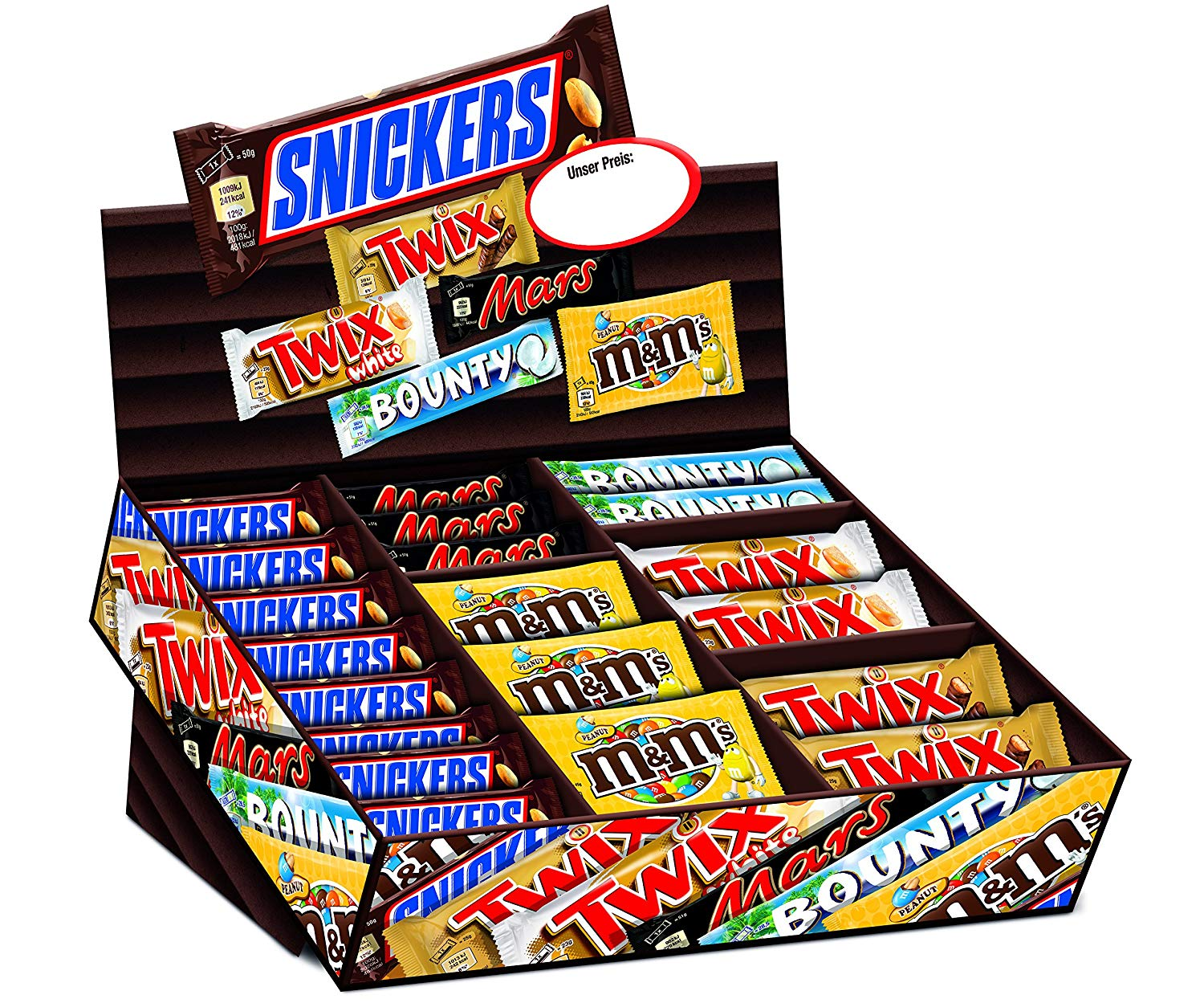 Schoko-Vorrat! Mars Topsellerbox mit 72 Riegeln für 32€ - mit Snickers, Mars, Twix &amp; Co.