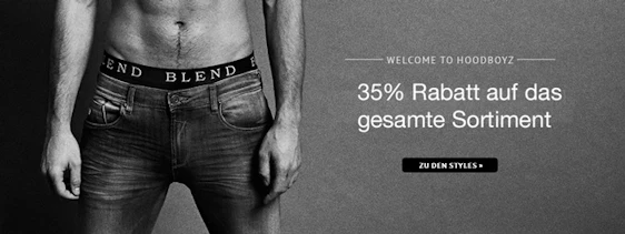 35% auf komplettes Sortiment bei Hoodboyz.de – große Auswahl an Street- und Urbanwear