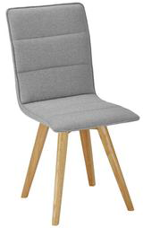 Stuhl "Tim" für 26€ - Stuhl mit Holzfüßen und Schaumstoffkissen mit hellgrauem Bezug