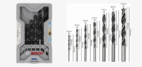 Bosch Accessories Robust Line (7 tlg.) für 6€ – Holzspiralbohrer-Set mit 3-10 mm Durchmesser