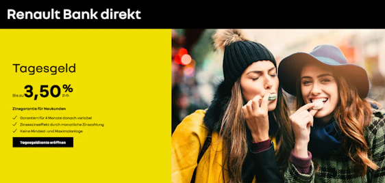 Top Tagesgeld-Zinsen! 🤩 Renault Bank direkt mit 3,50% p.a. für 3 Monate 📈