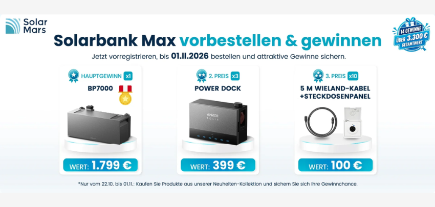 Anker SOLIX Solarbank Max vorbestellen☀️ Gewinnchance zum Verkaufsstart sichern! 