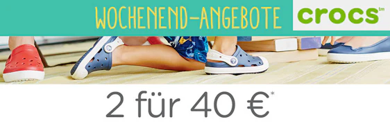 Wochenend-Angebot bei Crocs: 2 Paar für 30€ mit 25%-Gutschein