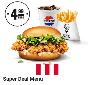 KFC-Gutscheine-und-Angebote KFC Gutschein: Super Deal Menü mit Double Crispy Classic Burger für 4,99€