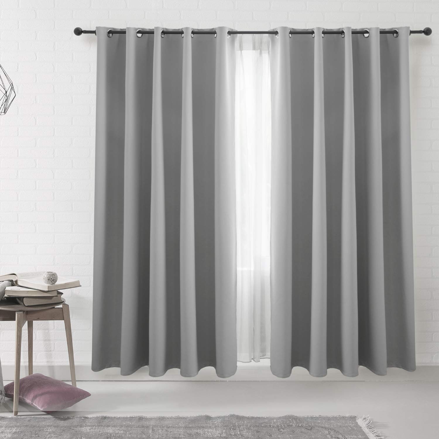 2 Verdunklungsvorhänge mit Ösen in Grau&amp;Creme (verschiedene Größen) ab 16,48€