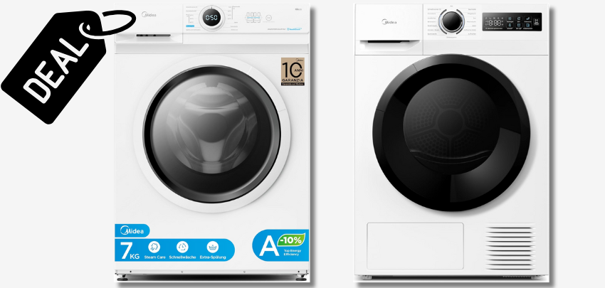 Top Bundle!🧦 Midea Waschmaschine &amp; Wärmepumpentrockner für 602€ 🧺