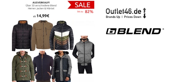 82% Rabatt auf 'Blend' Jacken bei Outlet46 – Top-Angebot: BLEND Herren Parka Dufflecoat!