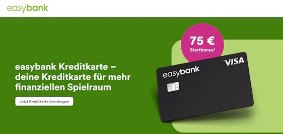 💸 Easybank (ehemals Barclays) Visa mit 75€ Startguthaben – kostenlose Kreditkarte, mobiles Zahlen mit Apple & Google Pay
