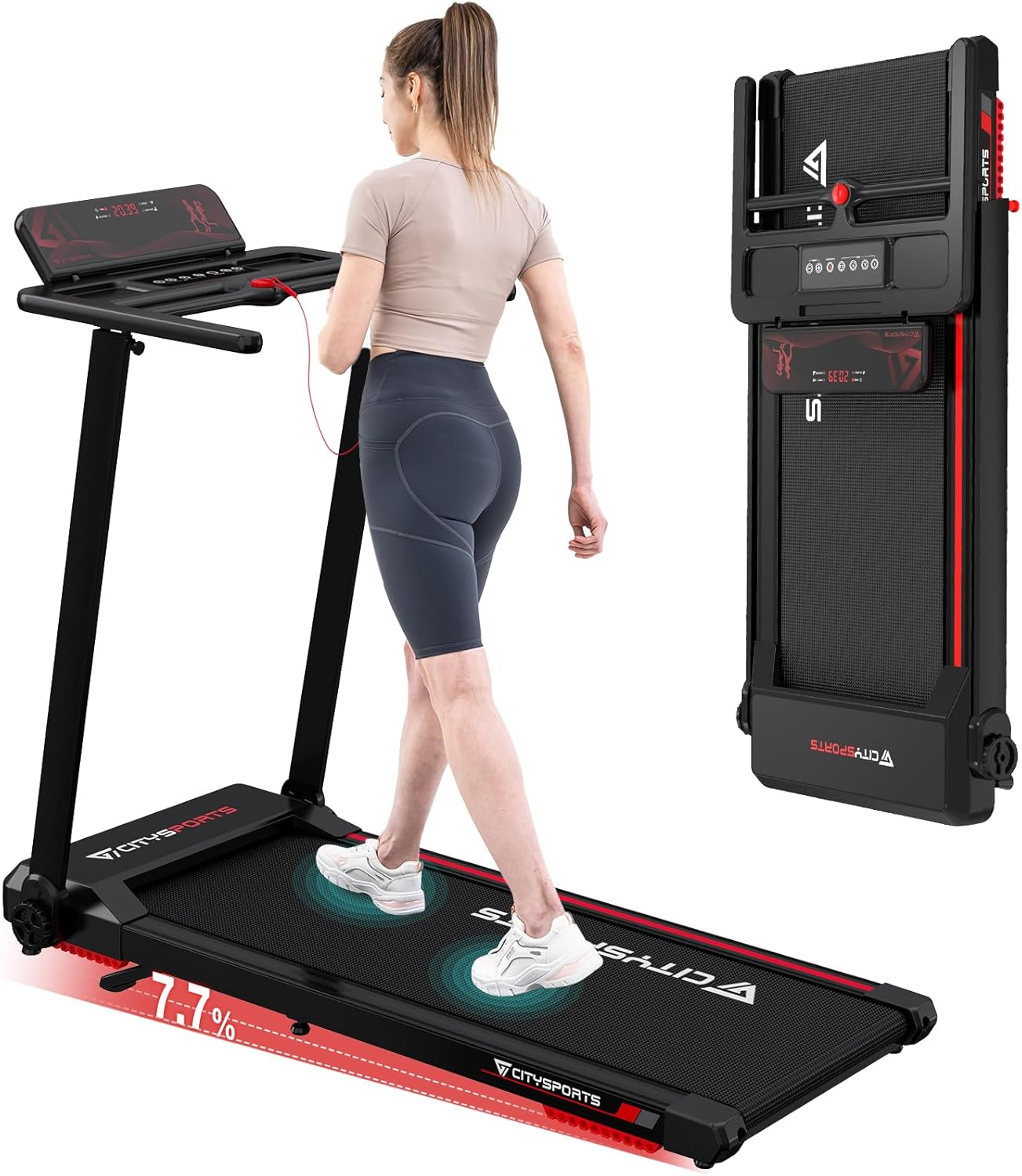 CITYSPORTS Elektrisches Laufband,Klappbares Laufband für Zuhause 
