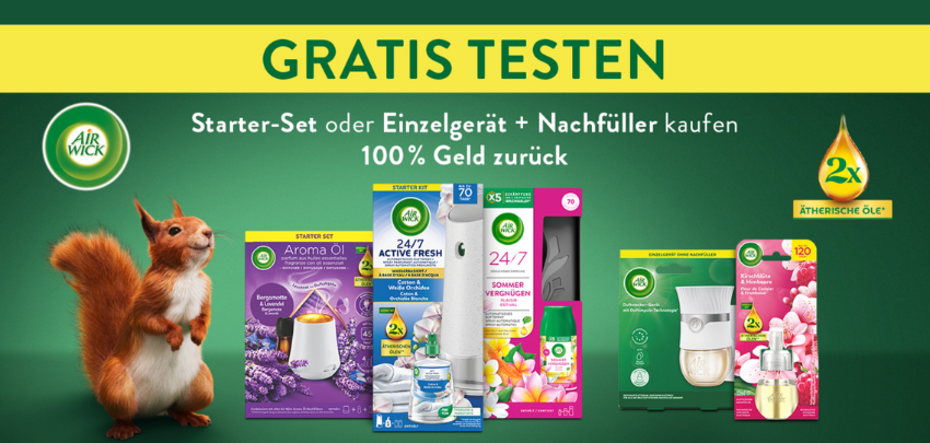 Airwick gratis testen (GzG) - Starter-Set oder Einzelgerät + Nachfüller
